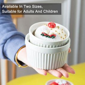 img 3 attached to 12-Pack of White Porcelain Souffle Dish Ramekins for Baking - 6 oz x 6, 8 oz x 6 -Bakeware Set for Creme Brulee, Puddings, Custard, Ice Cream, Lava Cake, Snacks - Baking Cups Ideal for Desserts