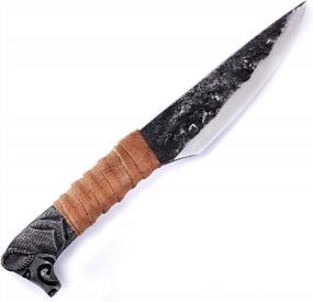 img 4 attached to Norse Tradesman Viking Knife With Boar'S Head Hilt & Leather Sheath - 5.5" Carbon Steel Blade