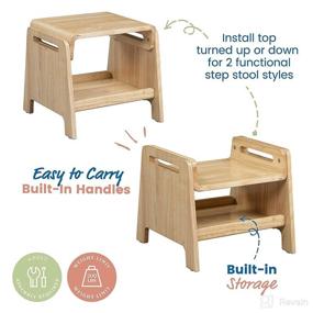 img 1 attached to 🪑 ECR4Kids Sit or Step Stool: Reversible Wood Step Stool with Built-in Storage - Natural Finish