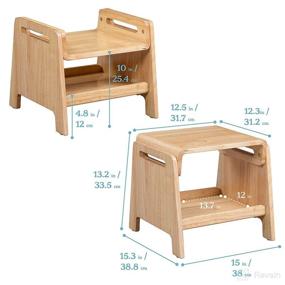 img 3 attached to 🪑 ECR4Kids Sit or Step Stool: Reversible Wood Step Stool with Built-in Storage - Natural Finish