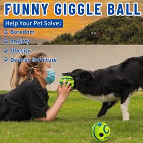 img 1 attached to Small Dog Interactive Squeaky Ball Toy - Wobble Giggle Grind Teeth Training Safe Herding Gift For Puppy & Medium Dogs (Circle Spike)