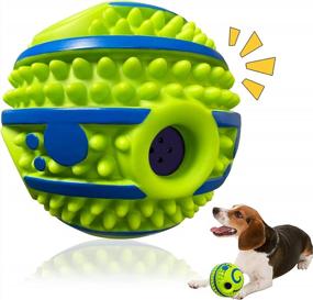 img 4 attached to Small Dog Interactive Squeaky Ball Toy - Wobble Giggle Grind Teeth Training Safe Herding Gift For Puppy & Medium Dogs (Circle Spike)