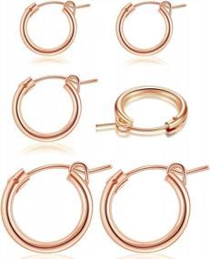 img 4 attached to Set Of 3 S925 Sterling Silver Hoop Earrings For Women: Hypoallergenic Lightweight Design In 14K Gold, Rose Gold, And Silver Plating, Perfect For Girls And Women