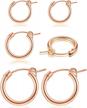 set of 3 s925 sterling silver hoop earrings for women: hypoallergenic lightweight design in 14k gold, rose gold, and silver plating, perfect for girls and women logo