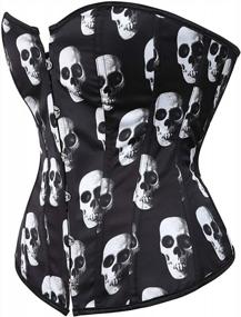 img 2 attached to Get Gothic With Skull Corsets: Black Top For Plus Size Women & Vampire Costume
