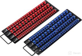 img 4 attached to 🔌 EMENTOL Portable Socket Organizer Tray - 80PCS, Heavy Duty, Black Rails, 2 PCS Set (Blue & Red Clips)