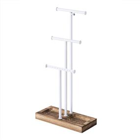 img 1 attached to Magicfly Jewelry Tree Stand White Metal & Wood - Basic & Large Storage Necklaces Bracelets Earrings Holder Organizer