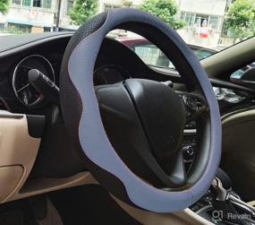 img 4 attached to Universal Car Leather Steering Wheel Cover Interior Accessories