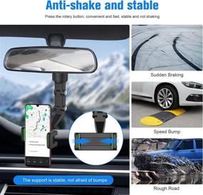 img 1 attached to 📱 360° Universal Rearview Mirror Phone Holder for Car - Multifunctional Cell Phone Cradle for IPone, Huawei & Blackberry