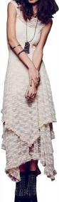img 4 attached to R.Vivimos Женское асимметричное кружевное платье с открытой спиной и комбинацией из двух частей: без рукавов, многослойное и длинное