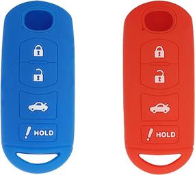 img 4 attached to BAR Autotech Remote Key Silicone Rubber Keyless Entry Shell Case Fob And Key Skin Cover Fit For Mazda 3 6 CX-7 CX-9 MX-5 Miata 4 Buttons (1 Pair) (Blue Red)