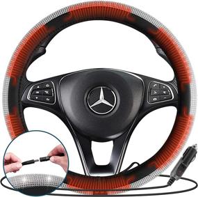 img 1 attached to 🚘 Enhance Your Driving Experience with Zone Tech Car Steering Wheel Bling 12V Heated Cover - Classic Black and White Diamonds Rhinestone Premium Quality Ultra Comfortable Leather Universal Fit