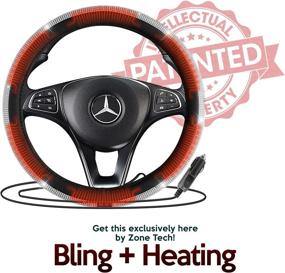 img 3 attached to 🚘 Enhance Your Driving Experience with Zone Tech Car Steering Wheel Bling 12V Heated Cover - Classic Black and White Diamonds Rhinestone Premium Quality Ultra Comfortable Leather Universal Fit