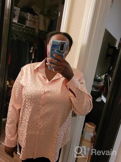 img 1 attached to Women'S Satin Blouse: Button Down Long Sleeve Office Work Top In S-XXL | Bloggerlove review by Todd Wigfall