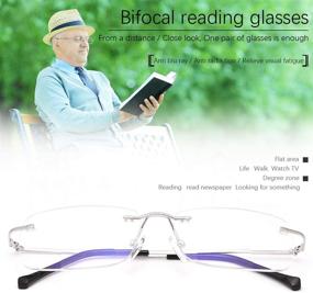 img 1 attached to 👓 Unisex Rimless Clear Bifocal Reading Glasses with Blue Light Blocking and UV Protection for Far and Near Vision - Lightweight Magnifying Anti Glare Eyeglasses to Reduce Eyestrain and Digital Fatigue