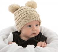 теплая зимняя шапка-бини с помпонами для младенцев от funky junque exclusives: knit skull cap for babies логотип