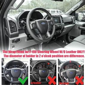 img 3 attached to 🚗 Premium Hand-Stitched Leather Steering Wheel Protector for Ford F-150 F250 (2015-2020) - Black/Grey