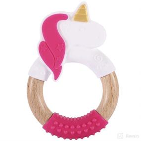 img 4 attached to 🦄 AUBECO Baby Girl Unicorn Teething Toys: 100% Safe Silicone Teether for Babies, Infants, and Toddlers – Natural Teething Toy