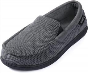 img 4 attached to Stay Comfy And Stylish With ULTRAIDEAS Men'S Knit Memory Foam Slippers - Non-Skid And Indoor Outdoor Sole - Perfect Gift, Available In Sizes 8-13