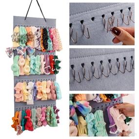 img 3 attached to 👶 Gray JEWERADO Headband Holder: Hanging Storage Organizer with 60 Hooks for Baby Girls Hair Bows, Newborn Headbands & Bows Storage