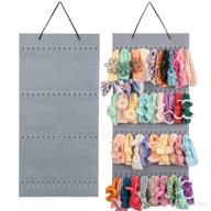 👶 gray jewerado headband holder: hanging storage organizer with 60 hooks for baby girls hair bows, newborn headbands & bows storage logo