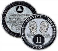 2 year sobriety coin founders glitter triplate aa chip celebrate recovery anniversary token alcoholics anonymous gift (silver) logo
