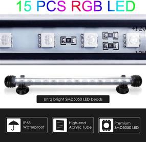 img 1 attached to Enhance Your Aquarium with GreenSun LED Fish Tank Light - Remote Control, IP68 Submersible Waterproof, RGB Color Changing, 4.8 Watts, 15inch/38cm