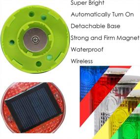 img 2 attached to Waterproof Aolyty Solar Strobe Warning Light - Super Bright 360° Flashing W/ Magnetic Base For Construction, Traffic & Factory (Green)