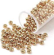 craftdady 11/0 metallic gold round glass seed beads 2.3mm tiny round ball loose pony spacer beads about 5300pcs for jewelry making hole: 1mm logo