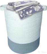 🧺 qdstckj 16"x20.3" large cotton rope storage basket: versatile tall woven laundry, blanket, and toy organizer with handle логотип