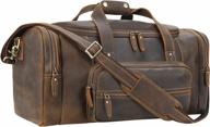 leather duffel bag for men - jack&chris 42l brown weekender garment bag for travel business jc20-8 logo