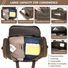 img 2 attached to Leather Duffel Bag For Men - Jack&Chris 42L Brown Weekender Garment Bag For Travel Business JC20-8