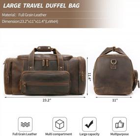 img 3 attached to Leather Duffel Bag For Men - Jack&Chris 42L Brown Weekender Garment Bag For Travel Business JC20-8