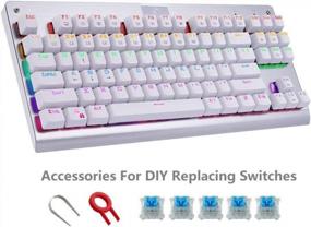 img 1 attached to MechanicalEagle Z-77 75% Mechanical Keyboard Aluminium Panel Clicky Blue Switches Rainbow LED Backlit N-Key Rollover 87-Key Tenkeyless Hot Swappable Spare Switches Included