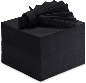 img 4 attached to 50-Pack BLACK Linen-Feel Colored Paper Napkins - Soft & Absorbent Cloth-Like Decorative Luncheon Napkins For Kitchen, Party, Wedding, Dinner Or Any Occasion