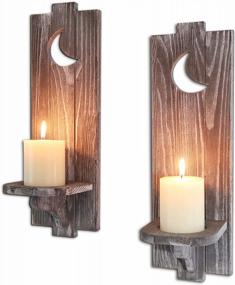 img 4 attached to Candle Sconces Wall Decor Set Of 2 , Besuerte Wooden Candle Holders, Dining Room Wall Decor Farmhouse Wall Sconces Set Of Two, Elegant Wall Decor Candle Sconces, Living Room Decor For Wall, Grey