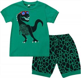 img 4 attached to Dino-Mite Summer Style для маленьких мальчиков: комплект из футболки с короткими рукавами и шорт