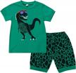 dino-mite summer style for little boys: short-sleeve t-shirt and shorts outfit set logo