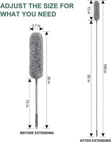 img 3 attached to 🧹 NileHome Microfiber Duster with Extension Pole: 30-100 Inch Dusters for Cleaning High Ceilings, Furniture, and Cobwebs - Washable & Bendable Head, Ideal Ceiling Fan Duster