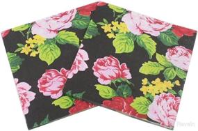 img 1 attached to 🌸 Pack of 40 Vintage Flower Printed Paper Napkins - Ideal for Weddings, Dinner Parties, and Events - 2-Ply Luncheon Napkins - Size: 6.5x6.5 Inch - Retro Collection (Flower 02)