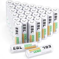 28 pack of ebl high capacity precharged ni-mh aa rechargeable batteries with 2800mah capacity логотип