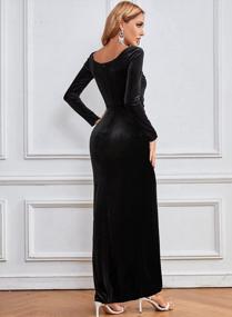 img 3 attached to Women'S Split Thigh Maxi Dress Bodycon Wedding Guest Dresses High Waist Cocktail Party Gowns With Zipper