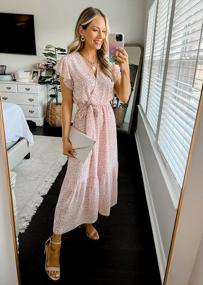 img 1 attached to Flaunt Your Feminine Side With PRETTYGARDEN Women'S Floral Summer Dress - V-Neck Short Sleeve Maxi Dress With Belt And Ruffle Hem