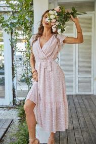 img 3 attached to Flaunt Your Feminine Side With PRETTYGARDEN Women'S Floral Summer Dress - V-Neck Short Sleeve Maxi Dress With Belt And Ruffle Hem