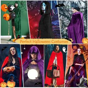 img 1 attached to Velvet Hooded Cloak For Halloween Cosplay - Witch, Vampire & Wizard Costumes For Men And Women By Sarfel