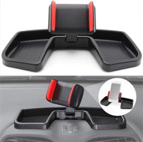 img 4 attached to 📱 Yoursme Phone iPhone Holder for Jeep Renegade 2015-2018, Black & Red Car Dash Mount Stand Kit with 360 Degree Rotation, ABS Storage Box, Portable