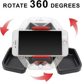 img 3 attached to 📱 Yoursme Phone iPhone Holder for Jeep Renegade 2015-2018, Black & Red Car Dash Mount Stand Kit with 360 Degree Rotation, ABS Storage Box, Portable