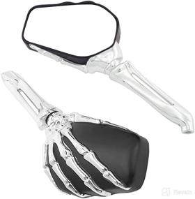 img 2 attached to 🏍️ DREAMIZER Motorcycle Mirrors: Chrome Claw & Black Shell Skull Hands 8mm 10mm Rear View Mirror for Softail Dyna Sportster XL 833 1200