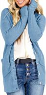 chunky knit cardigan for women with pockets - open front, drop shoulder, button down outwear for casual wear logo