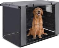 🐶 water-resistant pet dog kennel crate cover: designed for 42 inch double door wire cage in large medium size, suitable for indoor and outdoor use - kennel not included logo